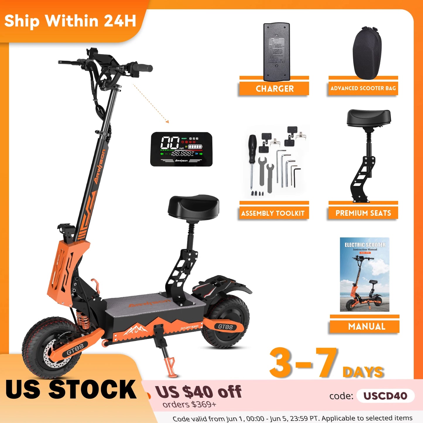 Arwibon 5600W Adult Electric Scooter